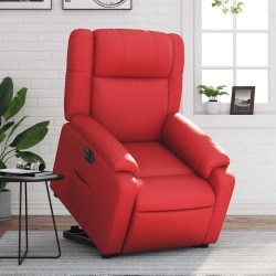 Fauteuil inclinable électrique rouge similicuir 