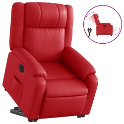 Fauteuil inclinable électrique rouge similicuir 