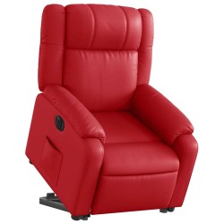 Fauteuil inclinable électrique rouge similicuir 