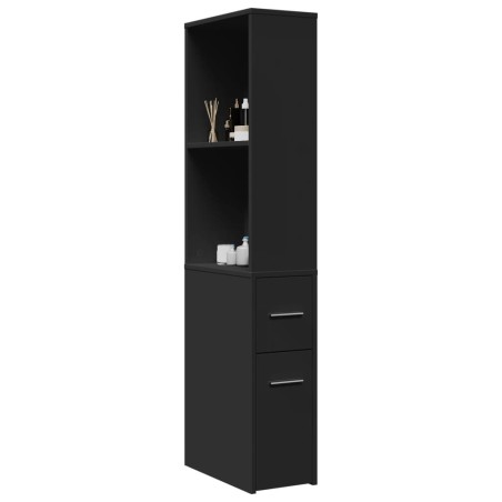 Armoire de salle de bain étroite avec roulettes noir 