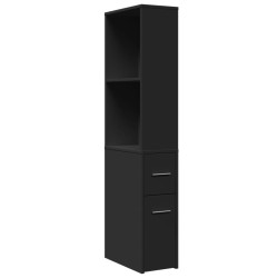 Armoire de salle de bain étroite avec roulettes noir 