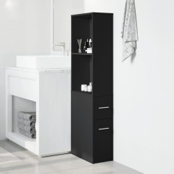 Armoire de salle de bain étroite avec roulettes noir 