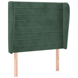 Tête de lit avec oreilles Vert foncé 93x23x118/128 cm Velours 