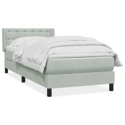 Sommier à lattes de lit et matelas gris clair 80x210 cm velours 