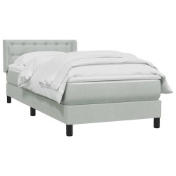 Sommier à lattes de lit et matelas gris clair 80x210 cm velours 