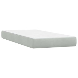 Sommier à lattes de lit et matelas gris clair 80x210 cm velours 