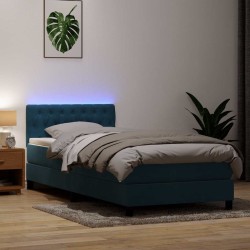 Sommier à lattes de lit et matelas bleu foncé 80x220 cm velours 