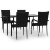 Ensemble à manger de jardin 5 pcs Noir Résine tressée 