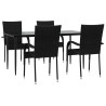 Ensemble à manger de jardin 5 pcs Noir Résine tressée 