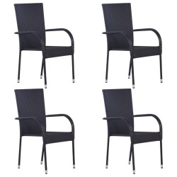 Ensemble à manger de jardin 5 pcs Noir Résine tressée 