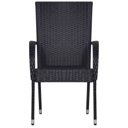 Ensemble à manger de jardin 5 pcs Noir Résine tressée 