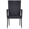Ensemble à manger de jardin 5 pcs Noir Résine tressée 