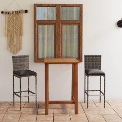 Ensemble de bar de jardin avec coussins 3 pcs Gris 