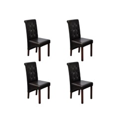 Chaises à manger lot de 4 marron similicuir 