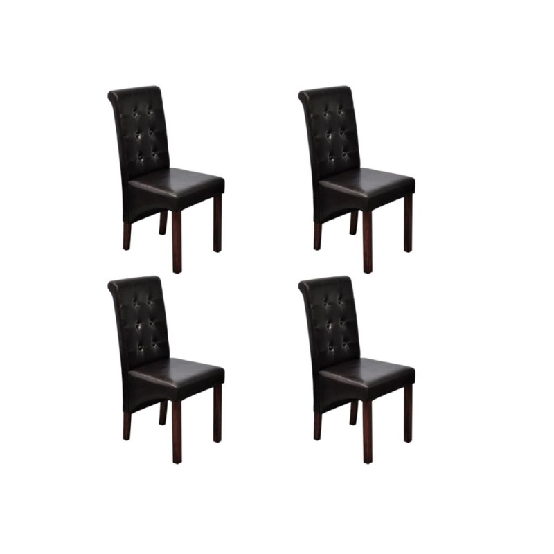 Chaises à manger lot de 4 marron similicuir Chaises à manger lot de 4 marron similicuir