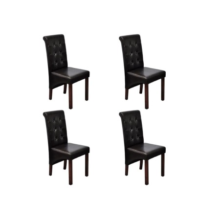 Chaises à manger lot de 4 marron similicuir 