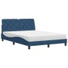 Lit avec matelas bleu 140x200 cm tissu 