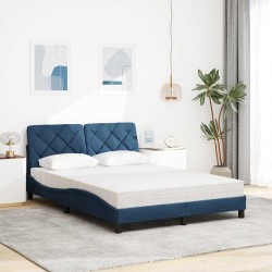 Lit avec matelas bleu 140x200 cm tissu 