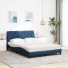 Lit avec matelas bleu 140x200 cm tissu 
