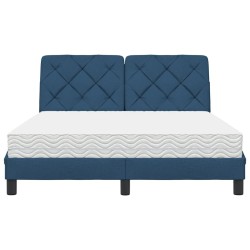 Lit avec matelas bleu 140x200 cm tissu 