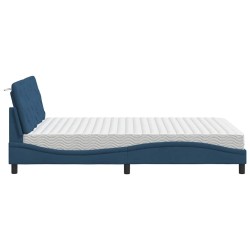 Lit avec matelas bleu 140x200 cm tissu 