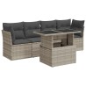 Salon de jardin 5 pcs avec coussins gris clair résine tressée 