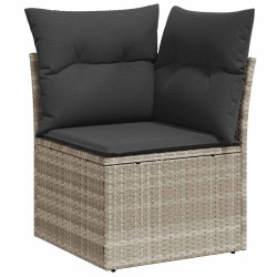Salon de jardin 5 pcs avec coussins gris clair résine tressée 