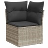 Salon de jardin 5 pcs avec coussins gris clair résine tressée 