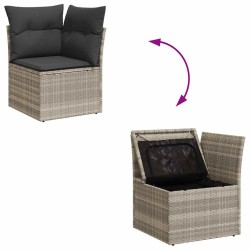 Salon de jardin 5 pcs avec coussins gris clair résine tressée 