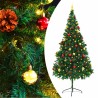 Arbre de Noël artificiel pré-éclairé avec boules vert 210 cm 