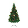 Arbre de Noël artificiel pré-éclairé avec boules vert 210 cm 