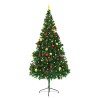 Arbre de Noël artificiel pré-éclairé avec boules vert 210 cm 