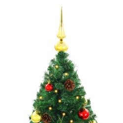 Arbre de Noël artificiel pré-éclairé avec boules vert 210 cm 
