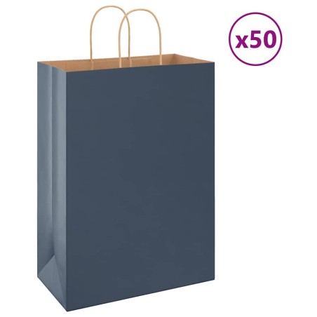 Sacs en papier 50 pcs avec poignées bleu 32x17x44 cm 