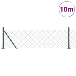 Clôture à maillons avec 7 poteaux à brides 0.6x10 m en acier galvanisé 