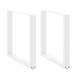 Pieds de table à manger en U 2 pièces Blanc 90 x (72-73) cm Acier 
