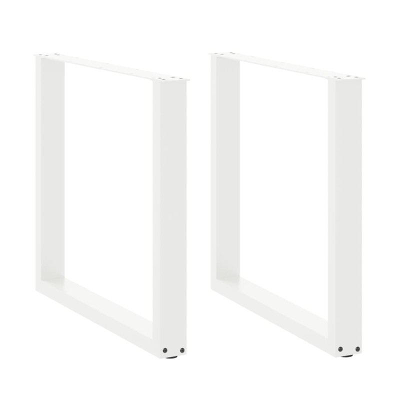 Pieds de table à manger en U 2 pièces Blanc 90 x (72-73) cm Acier 