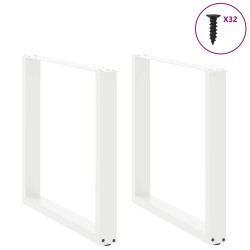 Pieds de table à manger en U 2 pièces Blanc 90 x (72-73) cm Acier 