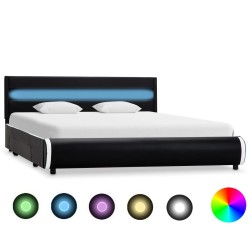 Cadre de lit avec LED Noir Similicuir 140 x 200 cm  