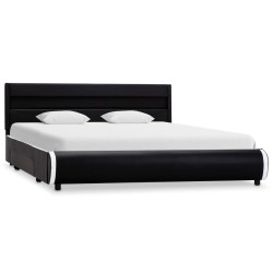 Cadre de lit avec LED Noir Similicuir 140 x 200 cm  