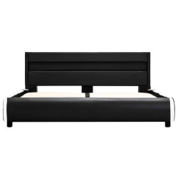 Cadre de lit avec LED Noir Similicuir 140 x 200 cm  