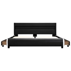Cadre de lit avec LED Noir Similicuir 140 x 200 cm  