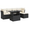 Salon de jardin 6 pcs avec coussins noir résine tressée 