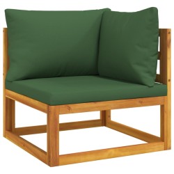 Salon de jardin 5 pcs avec coussins vert bois massif 