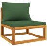 Salon de jardin 5 pcs avec coussins vert bois massif 