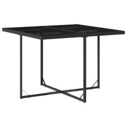 Ensemble à manger de jardin 9pcs coussins noir résine tressée 