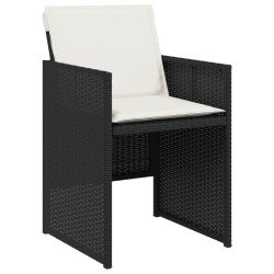Ensemble à manger de jardin 9pcs coussins noir résine tressée 