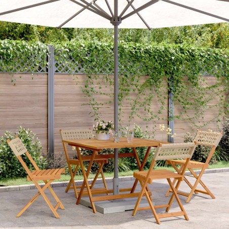 Ensemble à manger de jardin 5 pcs résine tressée et bois massif 