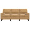 Canapé 3 places avec oreillers décoratifs marron 180 cm velours 