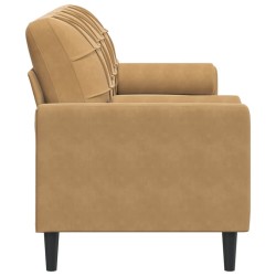 Canapé 3 places avec oreillers décoratifs marron 180 cm velours 